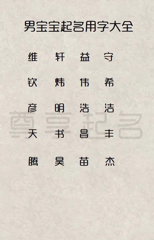 王姓名字大全男孩